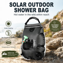 Load image into Gallery viewer, KIPIDA Solar Shower Bag, 2 Pack 5 gallons/20L Heating Camping Shower Bag Solar with Removable Hose and On-Off Switchable Head for Beach Swimming Outdoor Traveling Hiking (Black)