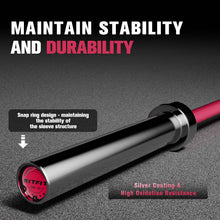Load image into Gallery viewer, RitFit Elite 6.6ft Olympic Barbell, Robust 33lb Barbell for Weightlifting and Powerlifting, Superior Olympic Bar with Exceptional 900lbs Load Capacity, Weight Bar for 2” Standard Plates Sliver/Pink