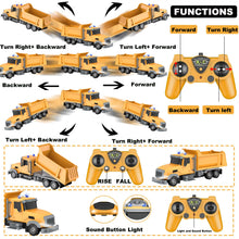 Load image into Gallery viewer, Remote Control Construction Vehicle Toy, 6 Channel RC Dump Truck with 2 Rechargeable Batteries, 1/24 Scale