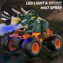 Load image into Gallery viewer, Remote Control Dinosaur Truck Toys for Kids Boys 3-5 4-7, 2.4GHz RC Dino Car Toys with Light, Sound & Spray