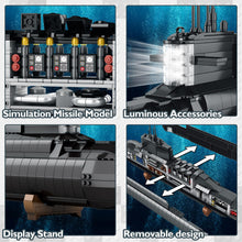Load image into Gallery viewer, Nuclear Submarine Building Sets - Military Submarine Toys with Lights, WW2 History Collectible Home Decor Battleship Construction Set