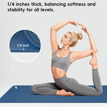 Load image into Gallery viewer, Wimwum Extra Wide Yoga Mat 72" x 32", 8mm Non Slip TPE Exercise Mat with Carrying Strap, Large Workout Mat for Yoga, Pilates, Stretching, HIIT & Home Gym, DarkBlue