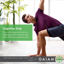 Load image into Gallery viewer, Gaiam Cork Yoga Exercise Mat | Natural Sustainable Cork Resists Sweat and Odors | Non-Slip TPE Backing Prevents Slipping| Great for Hot Yoga, Pilates, Fitness Working Out (68" x 24"x 5mm Thick)