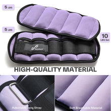 Load image into Gallery viewer, Sportneer Adjustable Ankle Weights Set - 1 Pair (2-10 lbs) Removable Sandbags -Lavender
