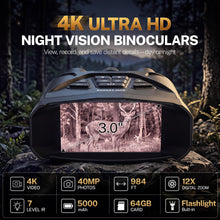 Load image into Gallery viewer, MOSSY OAK 4K Night Vision Goggles for Adults, 40MP Photos, 12X Digital Zoom