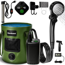 Load image into Gallery viewer, Portable Shower for Camping, 6000mAh Rechargeable Camp Shower Pump with Immersion Water Heater, 6.6 Gal Foldable Bucket, 4 Spray Modes, Outdoor Camping Shower Kit for Travel, Pet Bath, Car Washing
