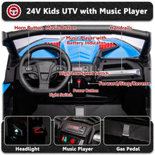 Load image into Gallery viewer, 24V Ride On Toys for Big Kids 3-8 Years Old with Parent Remote Control, 4WD Electric Car with EVA Tires, Blue