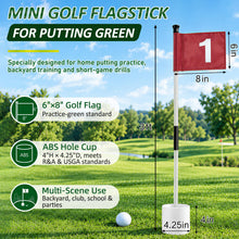 Load image into Gallery viewer, 2 Pack Golf Flagstick & Hole Cup Set, 3ft Mini Putting Green Pin Flag