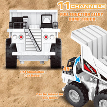 Load image into Gallery viewer, Remote Control Dump Truck Toy for Boys 8-12 Construction Vehicle with Metal Bed 11CH Alloy RC Dump Truck