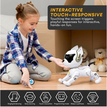 Load image into Gallery viewer, Top Race Robot Dog - Interactive RC Dog Toy with Gesture & Adventure Modes, Programming Treats, Rechargeable - White