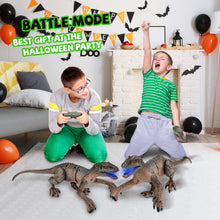Load image into Gallery viewer, 19" Remote Control Dinosaur Toys for Kids, 8CH Rechargeable Jurassic Velociraptor Imitates Walking with Light & Roaring - Dinosaur Toys