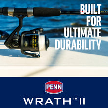 Load image into Gallery viewer, PENN Wrath II Saltwater Spinning Fishing Reel, Size 2500, Right/Left Handle Position, Corrosion-Resistant Graphite Body, Machined Anodized Aluminum Spool