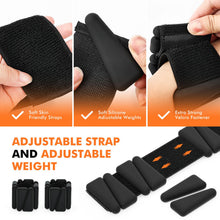 Load image into Gallery viewer, Wrist Weights, Ankle Weights Adjustable Wrist Weighted Bracelet Set of 4 (2LB Each)- Black