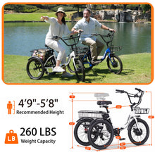 Load image into Gallery viewer, Electric Tricycle for Adults,20" Folding Electric Trike,3 Wheels Electric Bicycle Bikes, 350W