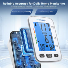 Load image into Gallery viewer, Maynovia Upper Arm Blood Pressure Monitor for Home Use, Automatic Digital Blood Pressure Machine, Talking BP Monitor with English & Spanish Voice, Large Cuff 8.6”–16.5”