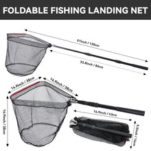 Load image into Gallery viewer, 3 Pcs Foldable Fishing Net Accessories for Crab Crayfish Shrimp:Fishing Landing Net with Telescoping Pole Handle, Collapsible Crab Trap Hexagon and 2 Ropes