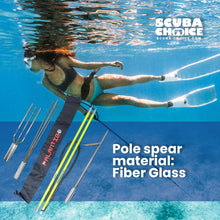 Load image into Gallery viewer, Scuba Choice 5' (Two-Piece) Fiberglass Travel Pole Spear, 3 Speartip Set (12" Paralyzer, Single Barb & Lionfish Tip) w/Black Hawaiian Sling & Carry Bag, Ice Spearfishing & Underwater Hunting Gear