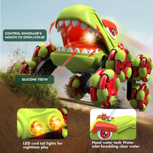 Load image into Gallery viewer, Dinosaur Remote Control Car for Kids, 8WD RC Stunt Car with Spray & Light & Music, Remote Control Toy Vehicle for Boys Girls 6-12, Birthday