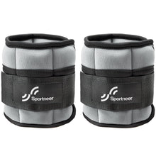 Load image into Gallery viewer, Sportneer Adjustable Ankle Weights Set - 1 Pair (2-10 lbs) Removable Sandbags -Light Gray