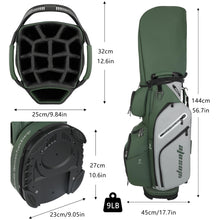 Load image into Gallery viewer, wosofe 14-Way Golf Cart Bag, Waterproof PU Leather, Green/Grey Vintage