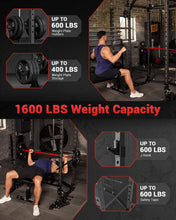 Load image into Gallery viewer, GarveeLife Power Cage, Multi-Functional Power Racks for Home Gym with Cable Crossover System, 1600 LBS Weight Capacity Fitness Squat Rack for Strength Workout with Training Attachment, Black