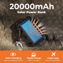 Load image into Gallery viewer, BLAVOR Solar Power Bank 20000mAh, Wireless Charger for Phones & Apple Watch