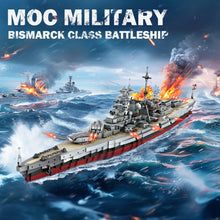 Load image into Gallery viewer, Battleship Bismarck Building Block Set - Large MOC Military World-Bismarck Class Battleship Model, 14+ (2081Pieces)