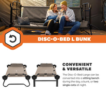 Load image into Gallery viewer, Disc-O-Bed Large Convertible 2 Person Bench & Double Camping Cot, Tan