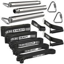 Load image into Gallery viewer, Tribe Lifting Resistance Bands for Working Out Men and Women - Pull Up Bands Set of 5 with Handles, Door Anchor and Bar - Workout Bands for Strength Training, Exercise Bands for Home Gym