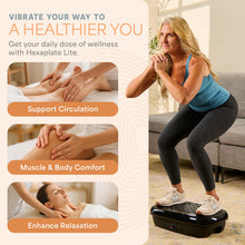 Load image into Gallery viewer, Lifepro HexaPlate Lite Vibration Plate Exercise Machine — Magnetic Acupoints, 99 Speeds & 10 Presets Vibration Platform Machine with Resistance Bands — Vibrating Plate for Lymphatic Drainage & Toning