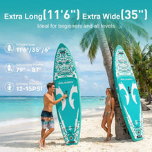 Load image into Gallery viewer, SOLAVERO 11'6" Inflatable Stand Up Paddle Board Supports 550LB for Adults