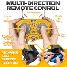 Load image into Gallery viewer, Remote Control Excavator Toys, 11 Channel 1:20 RC Construction Vehicles, 680° Rotation Hydraulic Car Toys, RC Truck Digger