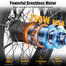 Load image into Gallery viewer, Electric Bike for Adults, Peak 1000W Ebike, 25MPH 60Miles Electric Mountain Bike, 26" Fat Tire Adult Electric Bicycle with 48V 13AH Battery