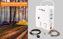 Load image into Gallery viewer, Flame King YSNAZ132 Portable Tankless Water Heater Propane Gas 5L 1.32GPM at 34,000 BTU, Outdoor Instant Hot Water Shower for RV, Camping, Farm, Cabins