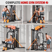 Load image into Gallery viewer, XGSW Multi-Function Home Gym Workout Station, Featuring a Pulley System, arm Trainer- Black-Orange
