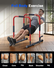 Load image into Gallery viewer, 2026 Upgrade Adjustable 2-in-1 Dip Bar Station & Push Up Bars for Home Gym - Red