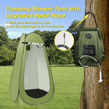 Load image into Gallery viewer, Portable Camping Bathroom Shower Tent Kit, Outdoor Pop Up Privacy Changing Tent with 5 Gallon Shower Bag-(Nozzle Upgraded) (Green)