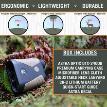 Load image into Gallery viewer, Astra Optix OTX2400B 6x21 2400yd Laser rangefinder for Hunting, Shooting and Golfing with Red OLED Display Fast 0.1s and Accurate +/-1 yd. Range Finder with Ballistics