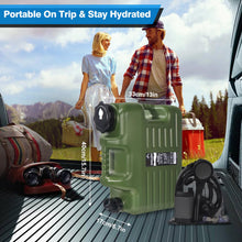 Load image into Gallery viewer, Portable Camping Shower with 5 Gallon Water Jug, 6000mAh Rechargeable Outdoor Camping Shower Kit, IPX7 Waterproof Pump BPA Free Water Containers Camp Essentials Green
