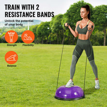 Load image into Gallery viewer, VEVOR 23-inch Half Exercise Ball Trainer, 660 lbs Capacity Balance Ball, Includes Resistance Bands- Purple