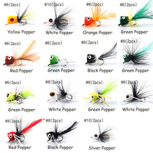 Load image into Gallery viewer, Fly Fishing Poppers Bass Flies 30pcs Assortment for Panfish Smallmouth Bass Bluegill Flys Popper Lures with Waterproof Fly Box