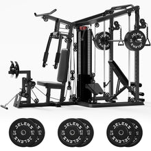 Load image into Gallery viewer, JELENS Home Gym System, 150LB Weight Stack Smith Machine - (Black, 140LBS Black Weights Package)