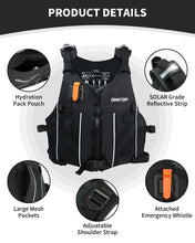 Load image into Gallery viewer, Owntop Swim Vest Youth 50-90 lbs, Lightweight Kayak Kids Swim Jacket Boys Girls, Hydration Pocket for Wakeboard, Boating, Fishing, Water Sports (Black, Junior)