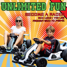 Load image into Gallery viewer, Go Kart Electric Drift Kart Car with Adjustable Seat, 24V Outdoor Ride on Toy with 4 Speed Mode - White
