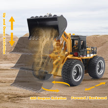 Load image into Gallery viewer, 9 Channel RC Front Loader, 4WD Alloy Shovel Loader Tractor, 2.4Ghz RC Bulldozer Construction Vehicle Radio Control Tractor