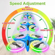 Load image into Gallery viewer, Dwi Dowellin 4.9 Inch Mini Drone for Kids LED Night Lights One Key Take Off Landing Flips RC Remote Control Small Flying Toys Drones for Beginners Boys and Girls Adults Nano Quadcopter, Blue