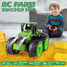 Load image into Gallery viewer, Remote Control Tractor Toys, Light Up Farm Monster Trucks Toy, 2.4 Ghz RC Tractor Toys