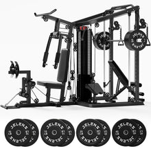 Load image into Gallery viewer, JELENS Home Gym System, 150LB Weight Stack Smith Machine -(Black, 190LBS Black Weights Package)