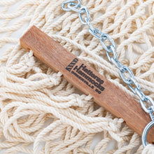 Load image into Gallery viewer, Hatteras Hammocks Deluxe Oatmeal Duracord Rope Hammock with Free Extension Chains & Tree Hooks, Handcrafted in The USA, 450 LB Weight Capacity, 13 ft. x 60 in