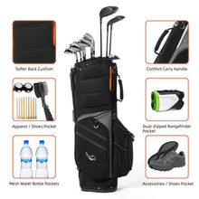 Load image into Gallery viewer, ANNCORD Golf Stand Bag 14 Way Top Dividers Full-Length with Stand, 7 Pockets, Lightweight Golf Bag for Men, Dual Strap, Rain Hood, Portable Golf Club Bag for Men Women, Black